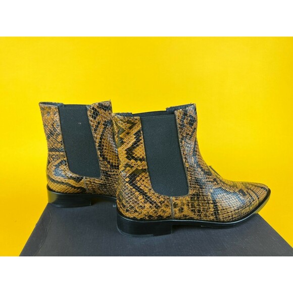 Freda Salvador Joan Chelsea Boots Womens 5 M Brass Snake Embossed Leather NWB - Picture 6 of 11